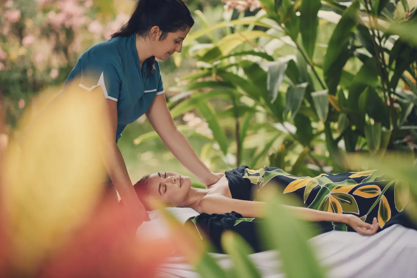 Outdoor garden massage treatment at Fairmont Kea Lani Maui.