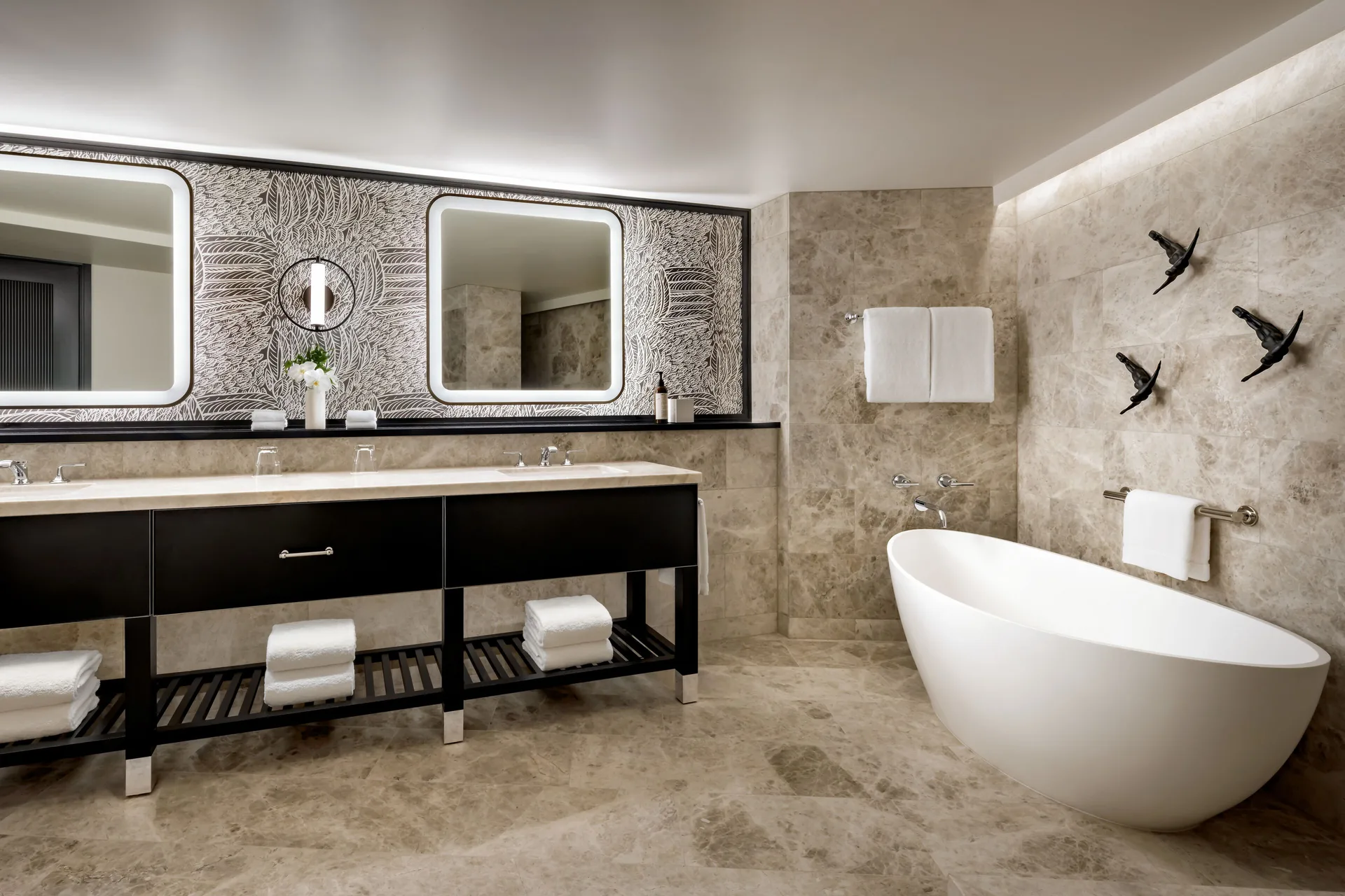 Kilohana Corner Suite bathroom with soaking tub at Fairmont Kea Lani Maui.