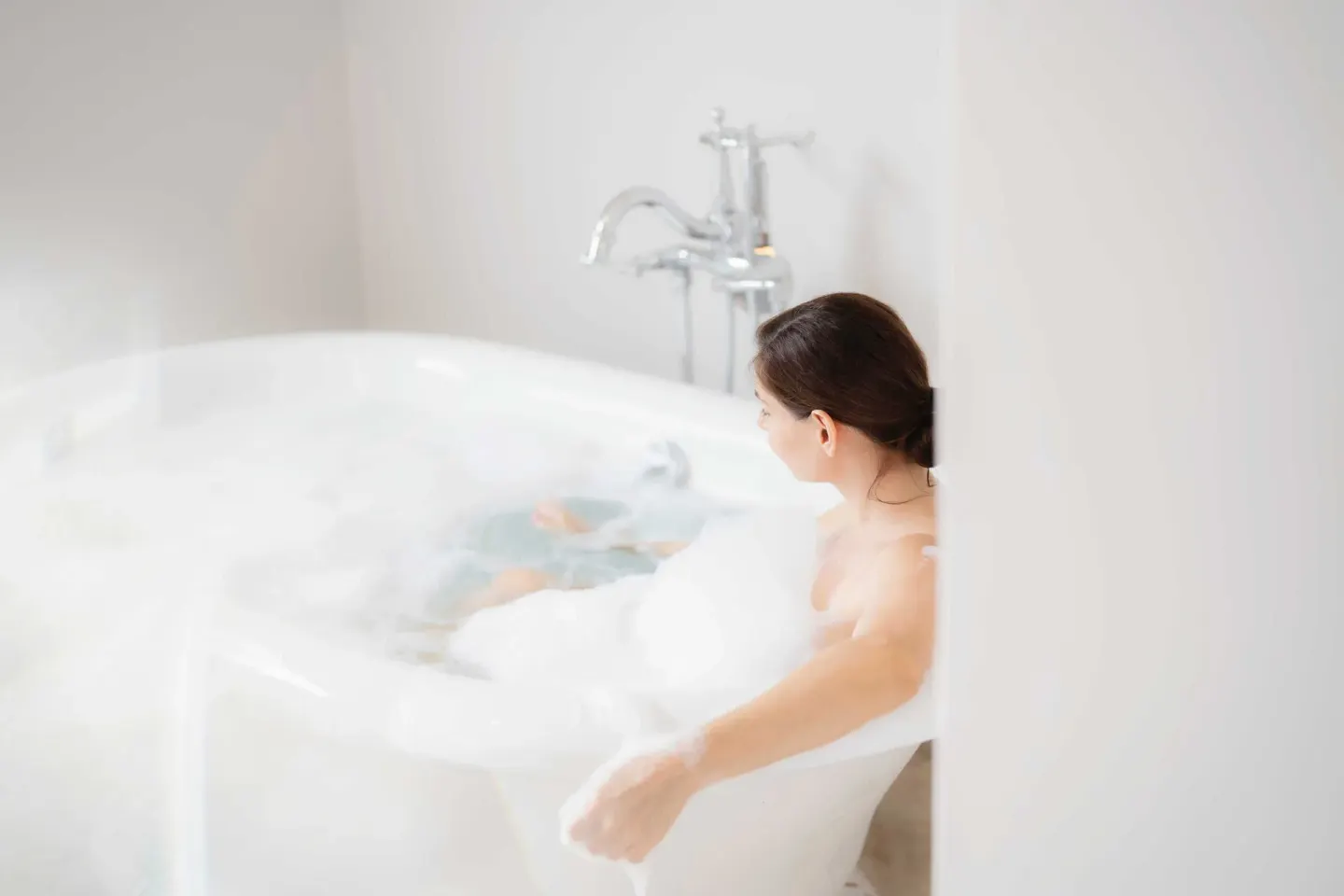 Bambu Suite soaking tub with bubble bath at Fairmont Mayakoba.