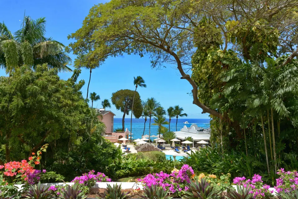Garden and sea view from a Junior Suite at Fairmont Royal Pavilion.