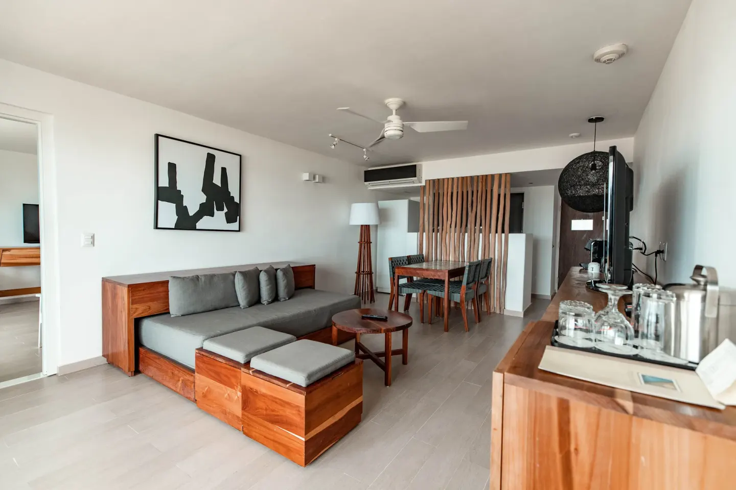 Honeymoon Suite living and dining area at Fiesta Americana Cozumel.