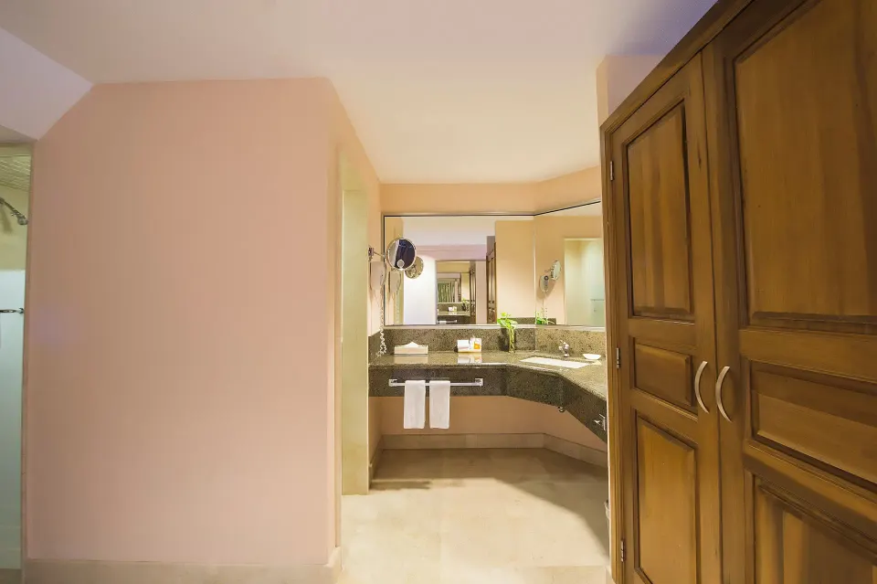 Family Room bathroom vanity and wardrobe at Fiesta Americana Puerto Vallarta & Spa.