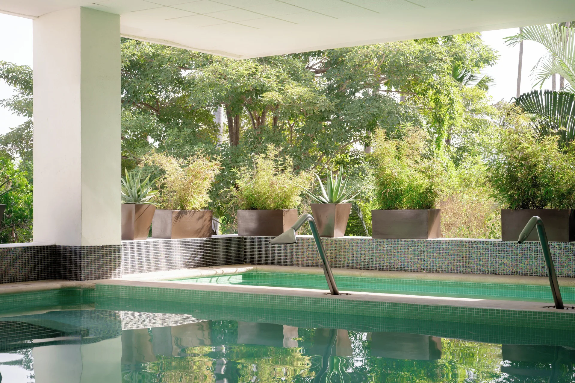 Indoor spa pool with greenery at Fiesta Americana Riviera Nayarit Resort & Spa.