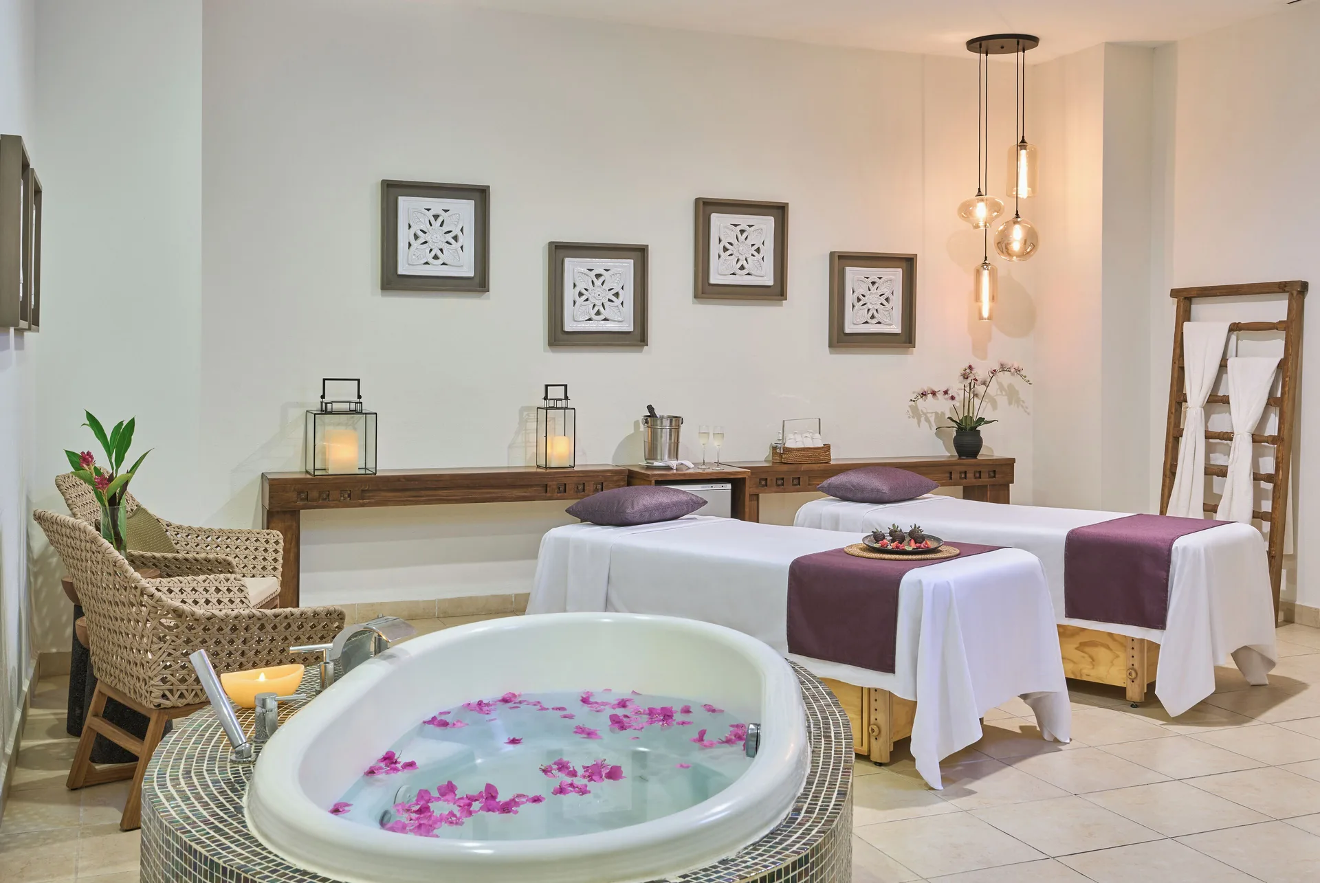 Spa treatment room with soaking tub at Fiesta Americana Riviera Nayarit Resort & Spa.