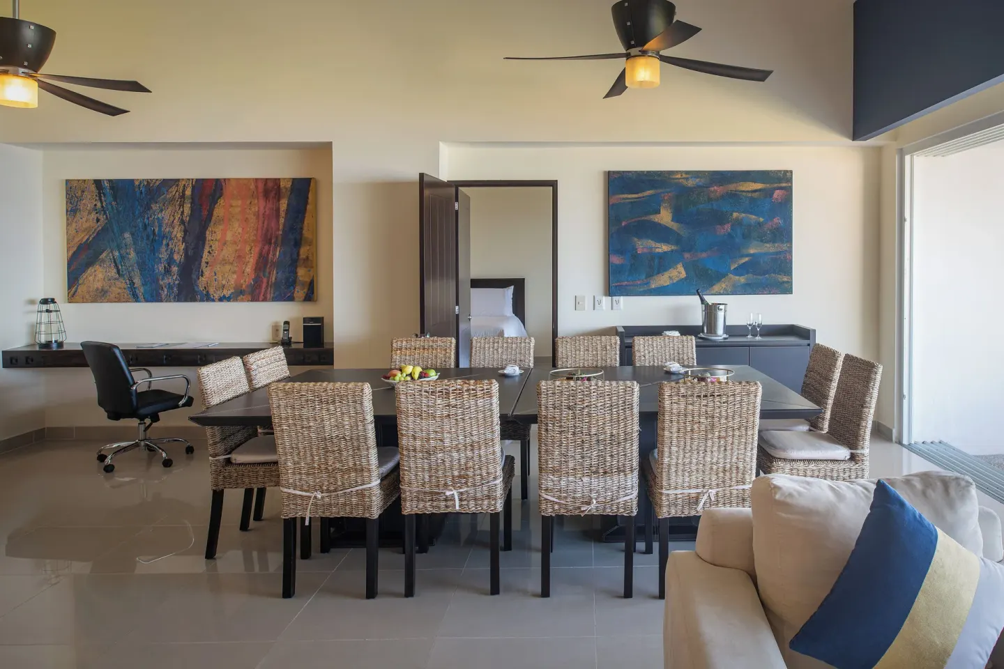 Dining and work area in a suite at Fiesta Americana Riviera Nayarit Resort & Spa.