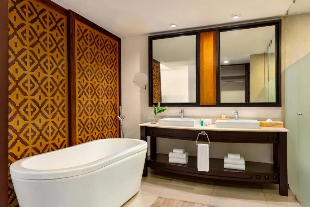 Junior Suite Ocean View bathroom at Fiesta Americana Riviera Nayarit Resort & Spa.