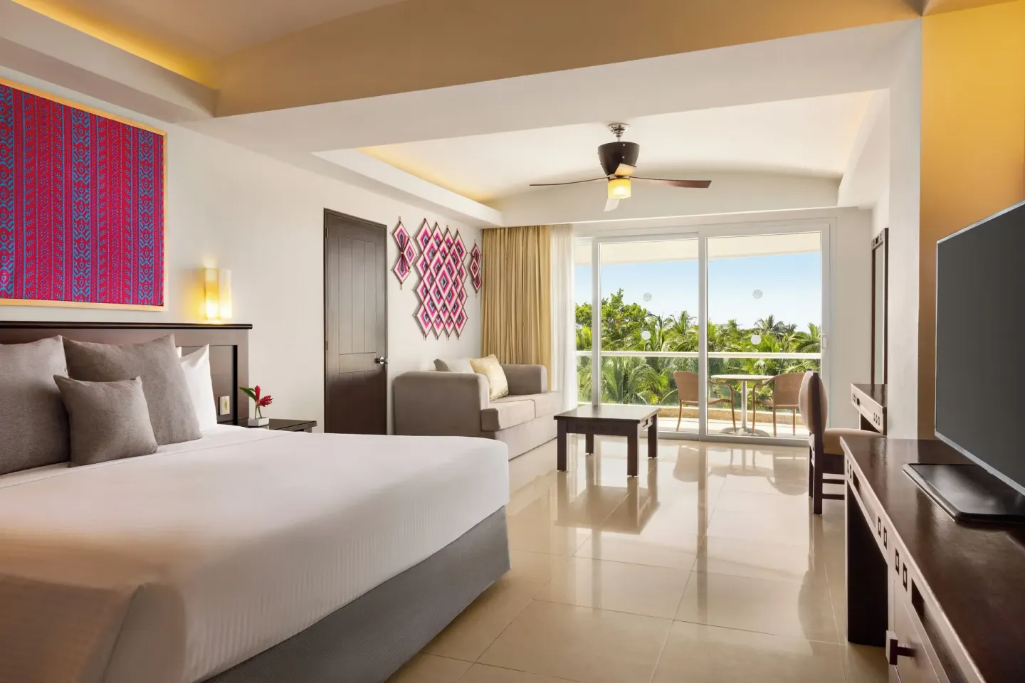 Junior Suite with king bed and balcony at Fiesta Americana Riviera Nayarit Resort & Spa.