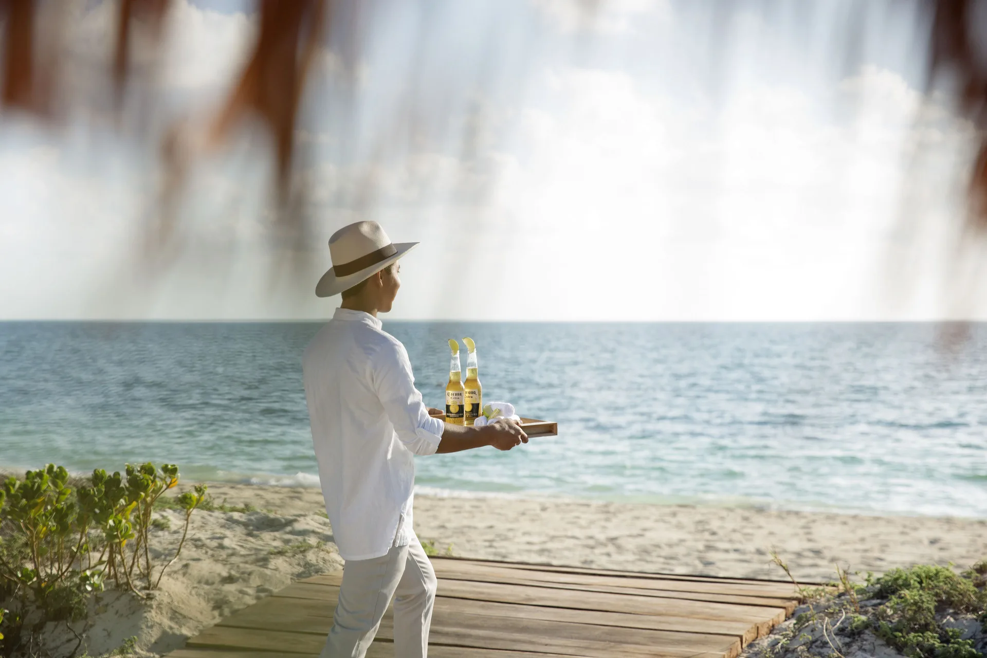 Beach service with drinks by the Caribbean at Finest Playa Mujeres.