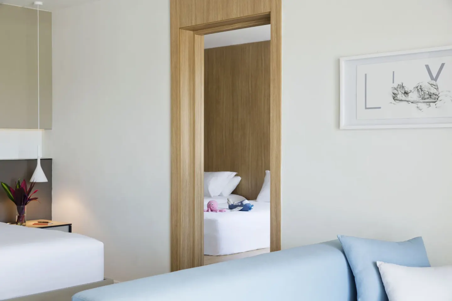 Family Suite bedrooms with connecting doorway at Finest Playa Mujeres
