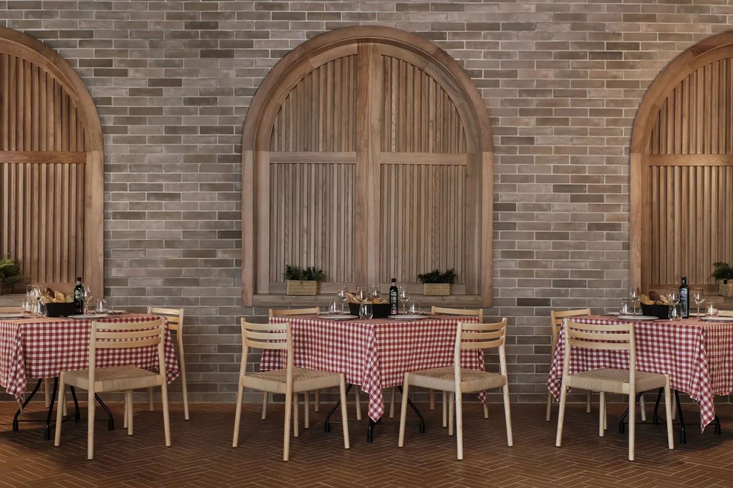 Italian-style dining room with checkered tablecloths at Finest Punta Cana.