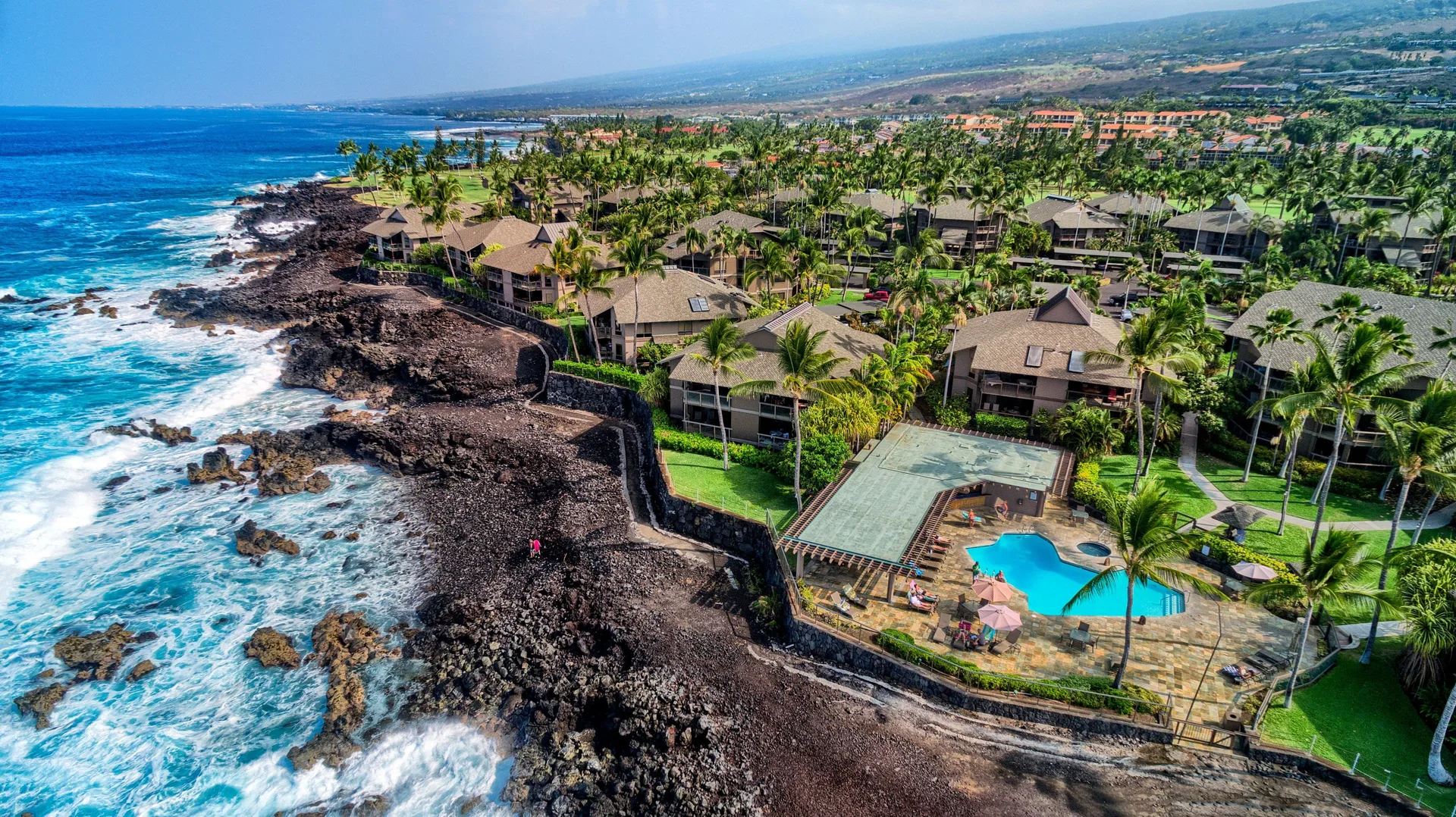 Castle Kanaloa at Kona oceanfront condominium resort with spacious units and tropical Kona setting