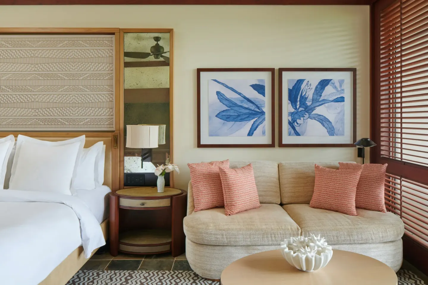 Deluxe Room with sofa bed seating at Four Seasons Resort Hualalai.