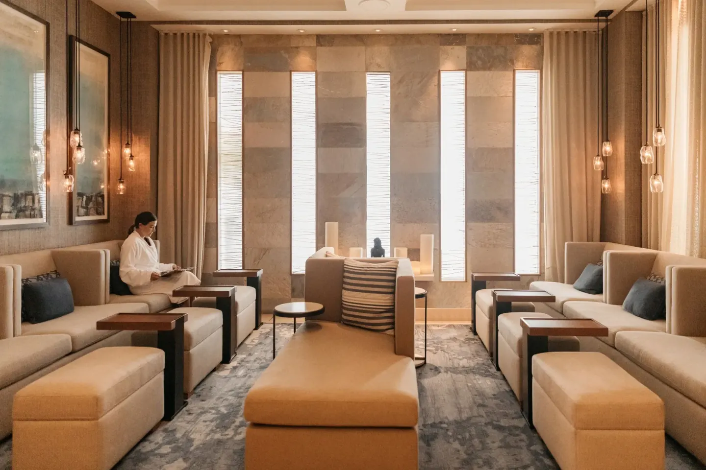 Spa lounge seating area at Four Seasons Resort Maui at Wailea.