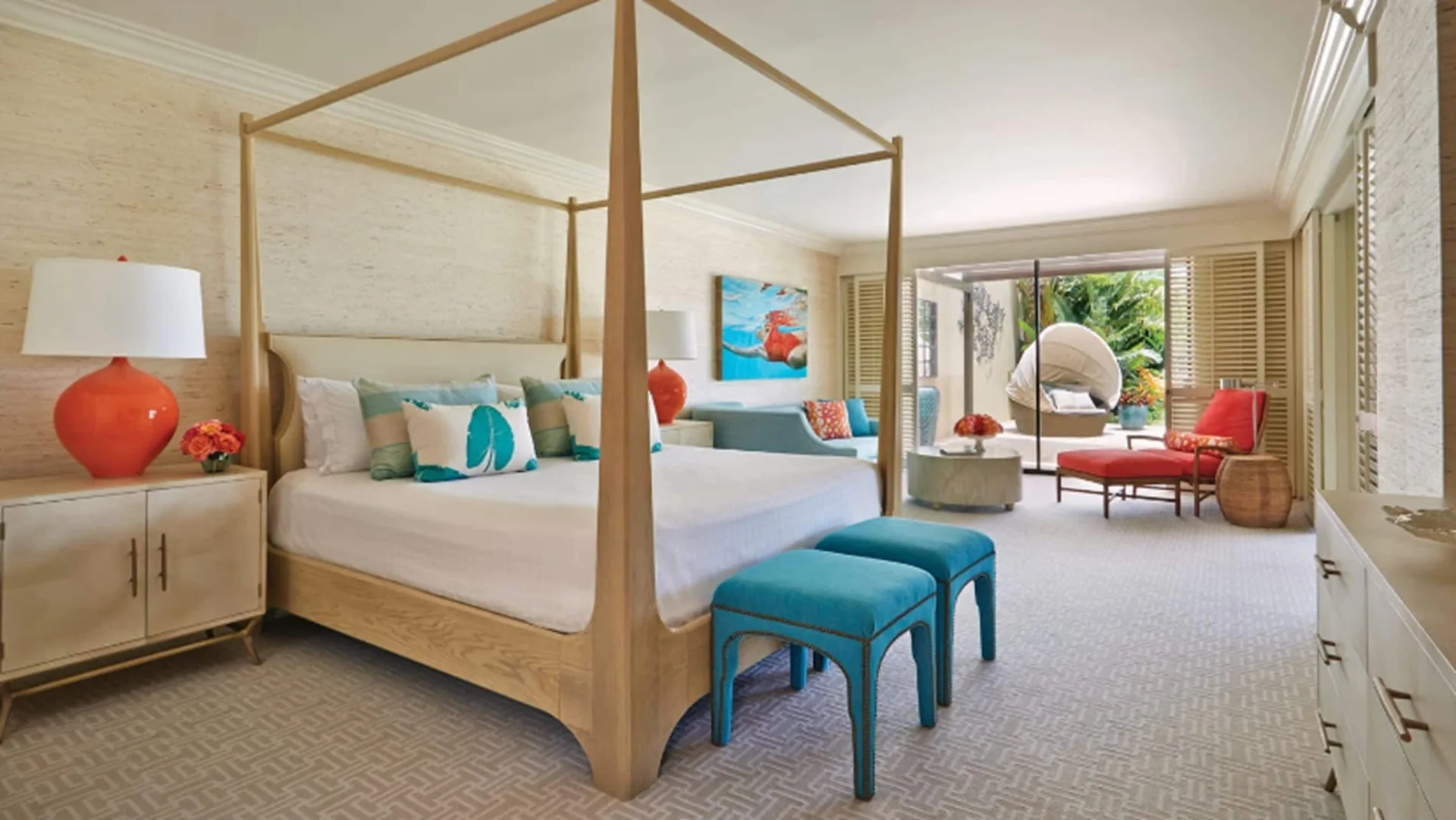 Lokelani Presidential Suite bedroom with canopy bed at Four Seasons Resort Maui at Wailea.