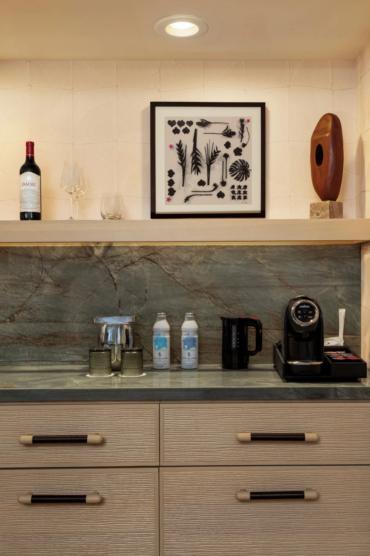 Club Resort Room refreshment cabinet at Four Seasons Resort Oahu at Ko Olina.
