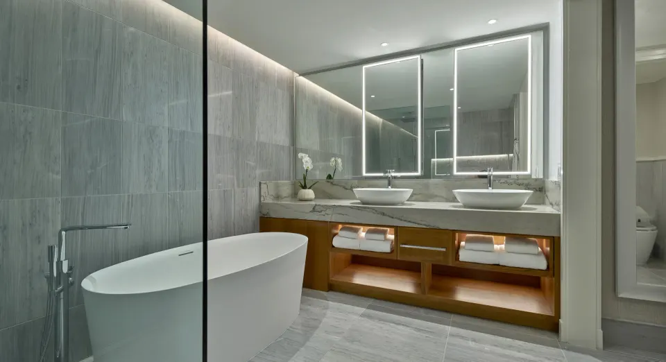 Penthouse Suite bathroom with soaking tub at Four Seasons Resort Oahu at Ko Olina.