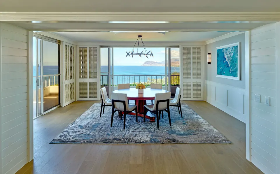 Penthouse Suite dining room with ocean view at Four Seasons Resort Oahu at Ko Olina.