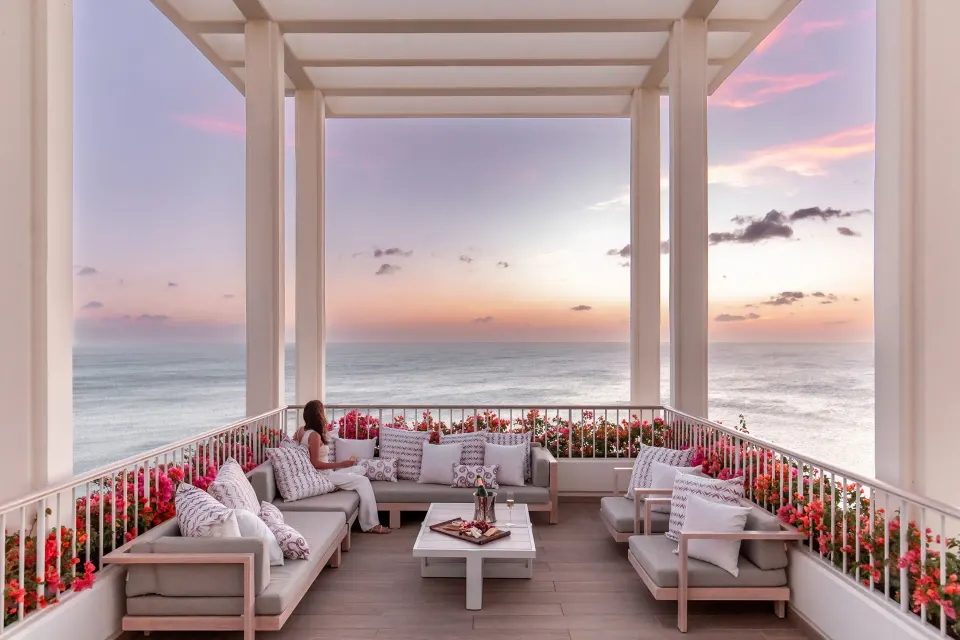 Penthouse Suite lanai with ocean sunset views at Four Seasons Resort Oahu at Ko Olina.