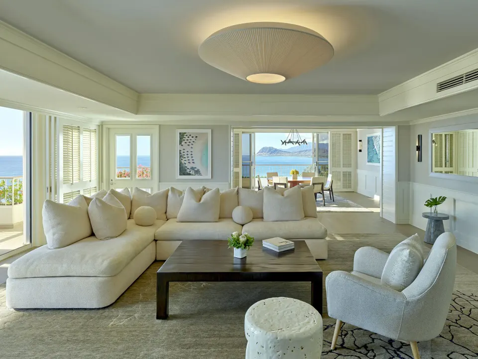 Penthouse Suite living room and dining area at Four Seasons Resort Oahu at Ko Olina.