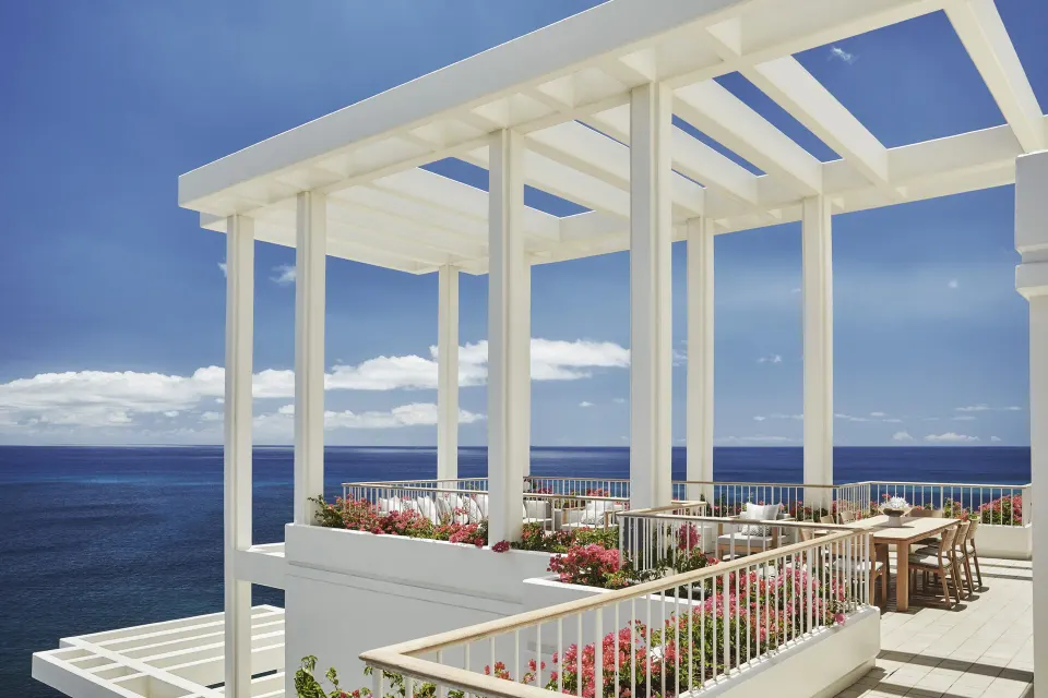 Penthouse Suite oceanfront terrace at Four Seasons Resort Oahu at Ko Olina.