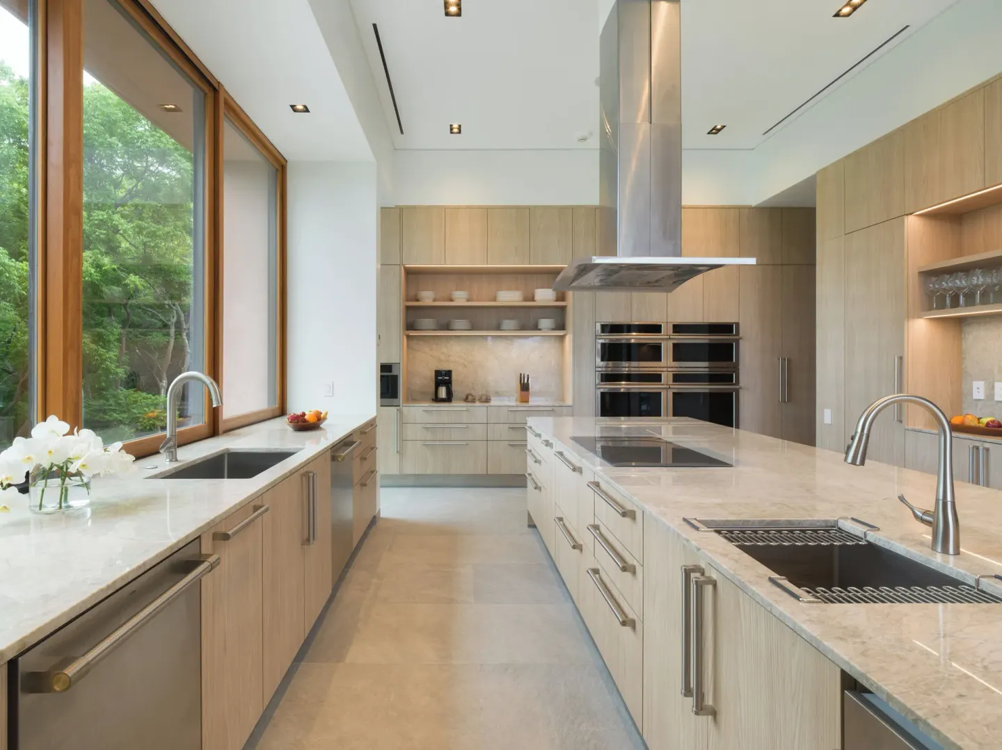 Modern resort kitchen with island at Four Seasons Resort Peninsula Papagayo, Costa Rica.