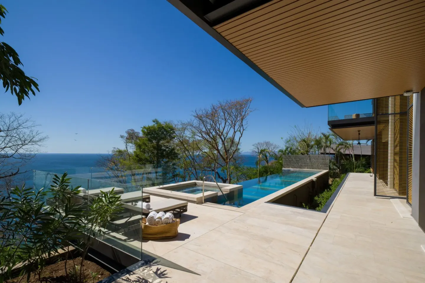 Private pool terrace with ocean view at Four Seasons Resort Peninsula Papagayo, Costa Rica.
