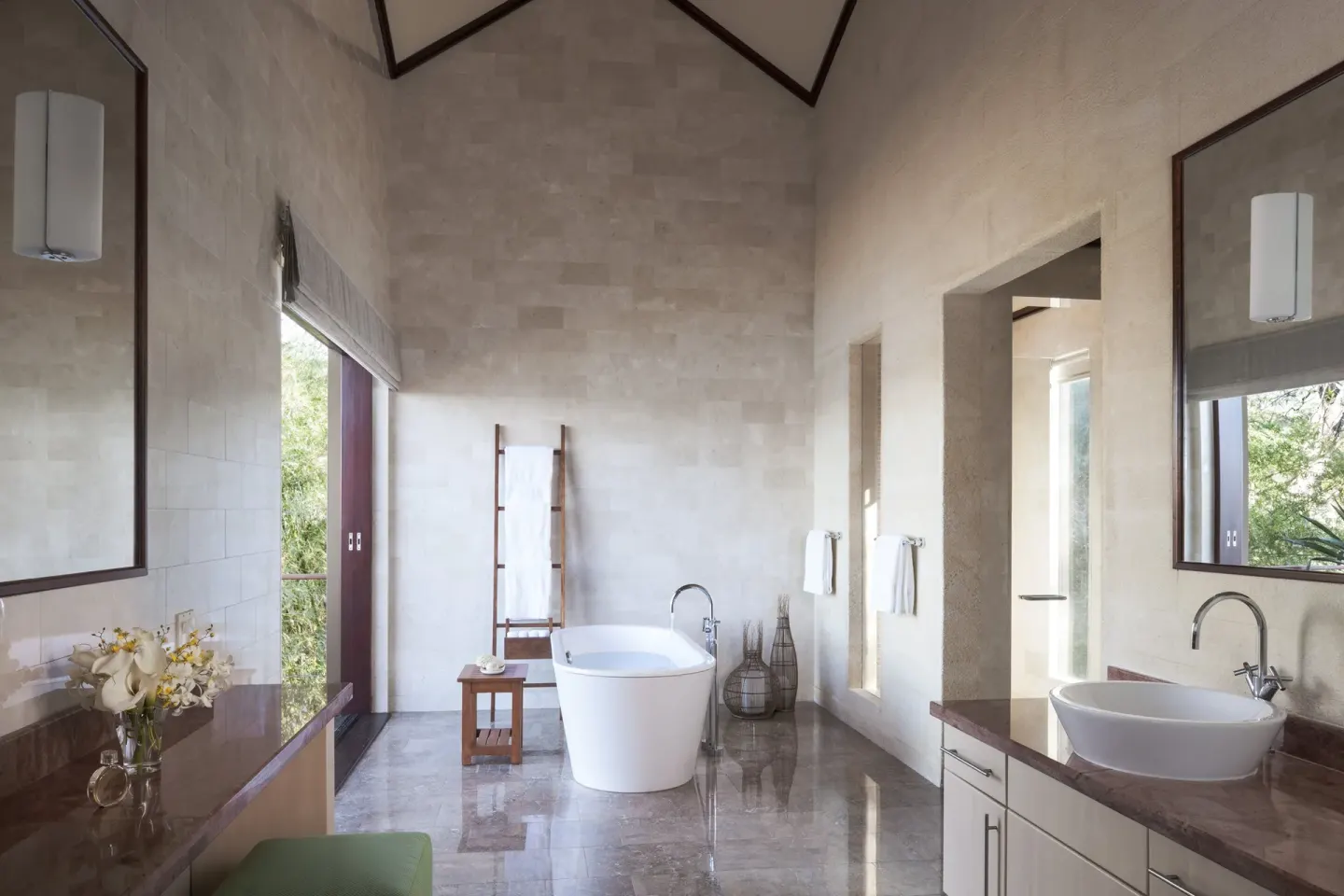 Spacious bathroom with freestanding tub at Four Seasons Resort Peninsula Papagayo, Costa Rica.