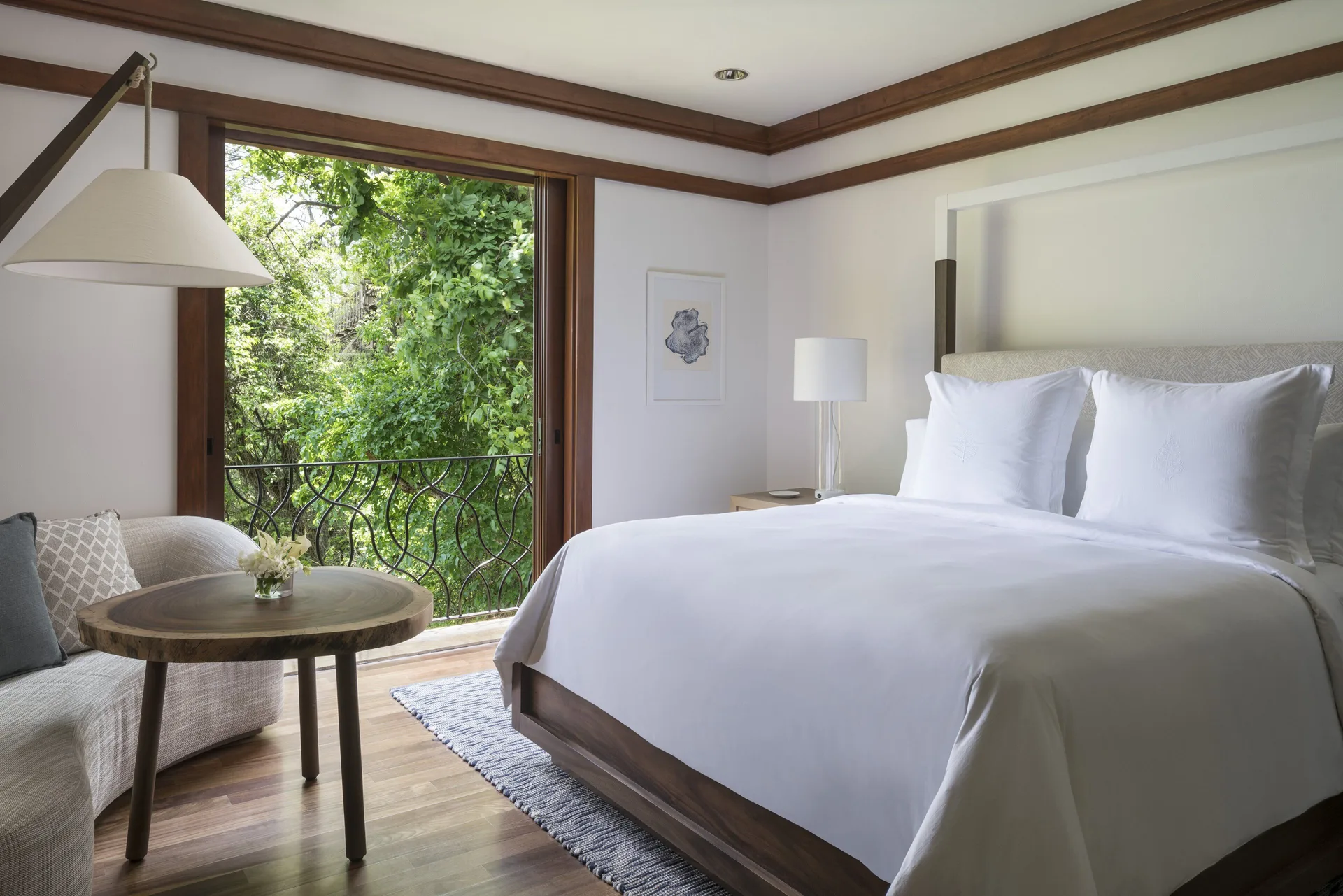 Terraza Room at Four Seasons Peninsula Papagayo with white bed, tropical design, and Costa Rica luxury.
