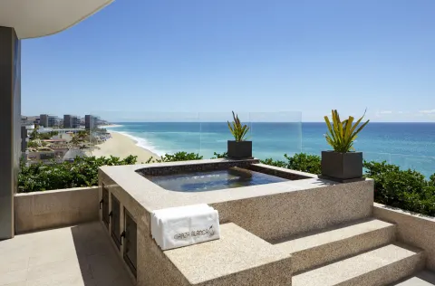 Ocean-view terrace plunge pool at Garza Blanca Los Cabos.