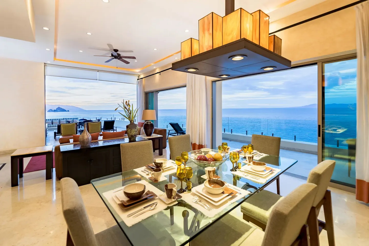 Oceanfront Penthouse Suite dining room with ocean views at Garza Blanca Preserve Resort & Spa.