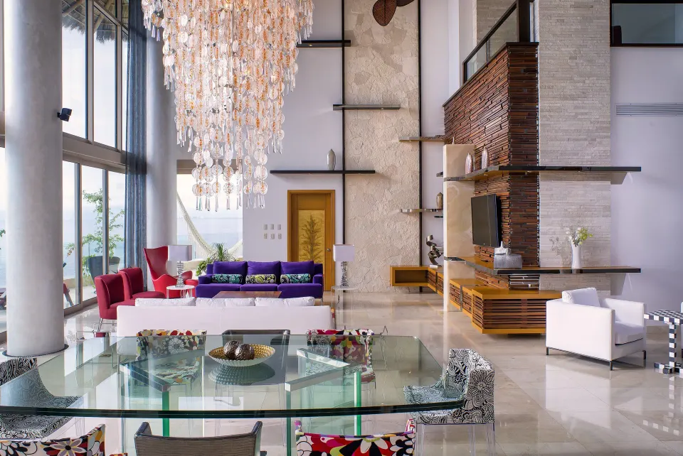 Grand Penthouse lounge and dining area at Garza Blanca Preserve Resort & Spa.