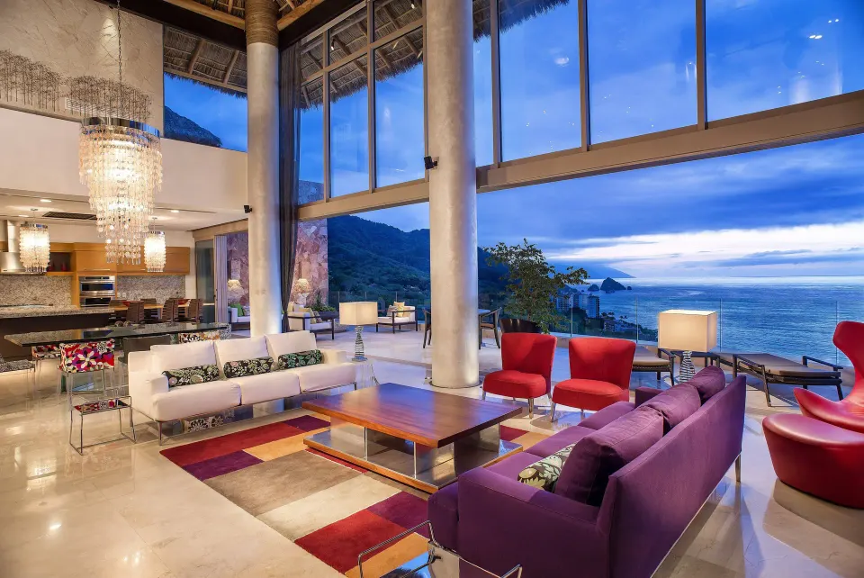 Grand Penthouse ocean-view living room at Garza Blanca Preserve Resort & Spa.