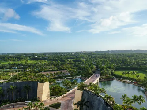 Fountain View Reserve view over fountains and gardens at Grand Hyatt Baha Mar.