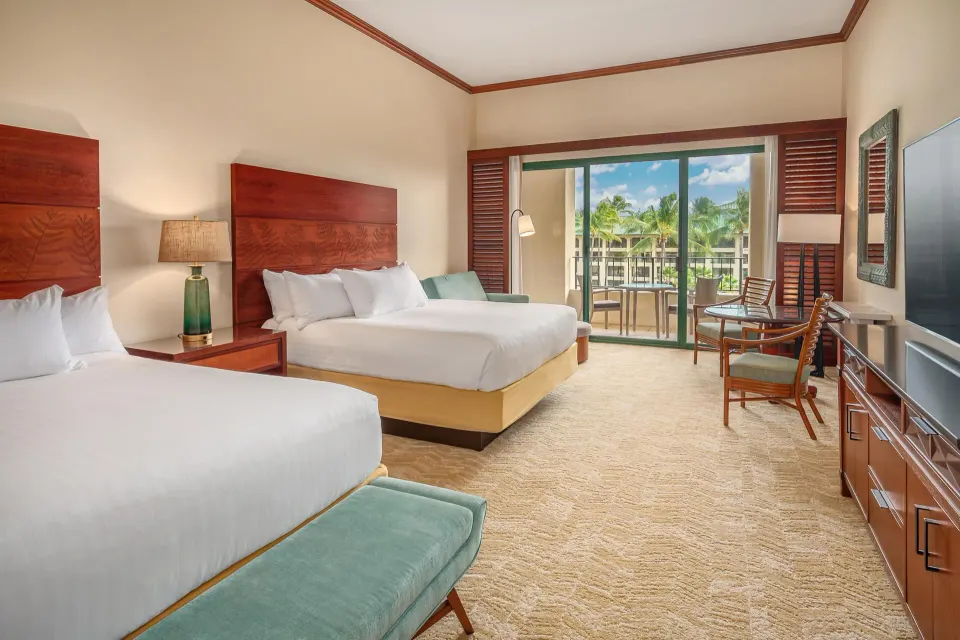 Resort View room with two beds and balcony at Grand Hyatt Kauai Resort and Spa and Spa.