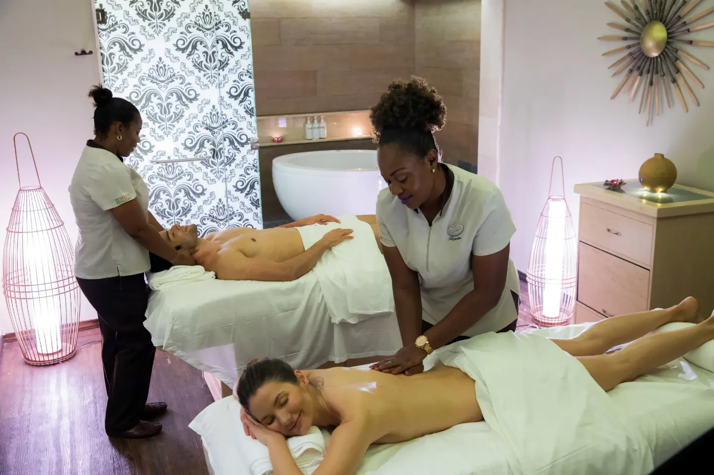 Spa massage room with two treatment tables at Grand Lido Negril Au-Naturel.