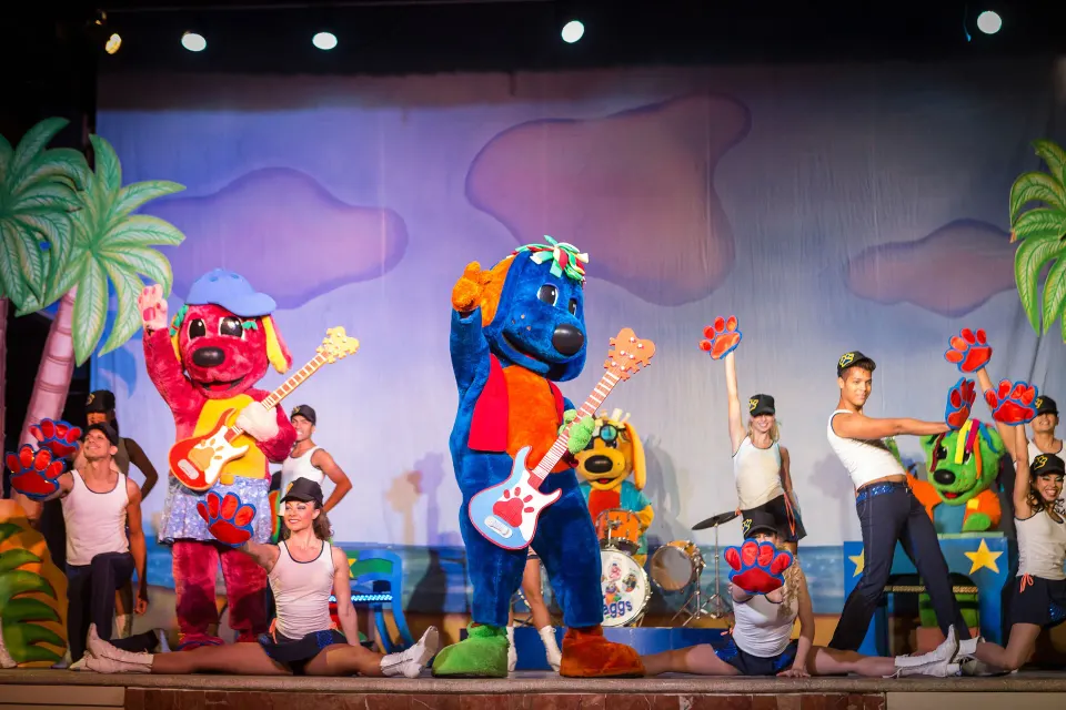 Colorful live stage show with mascots performing at Grand Palladium Colonial Resort & Spa