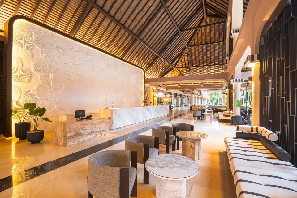 Resort reception desk and lobby at Grand Palladium Colonial Resort & Spa