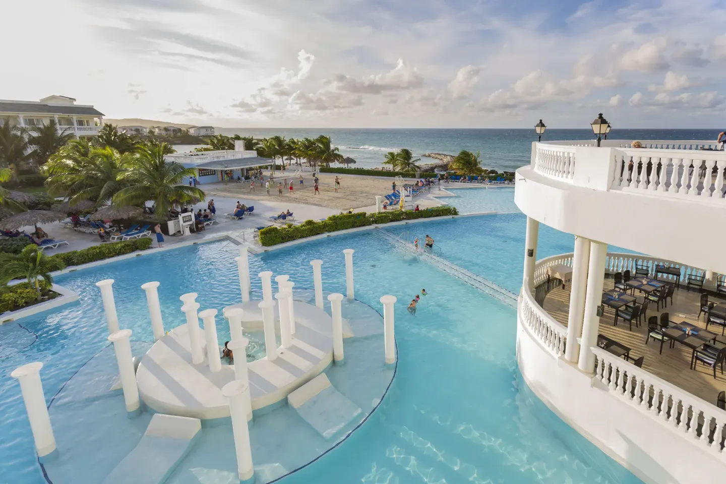 Large oceanfront pool and terrace at Grand Palladium Jamaica Resort & Spa.