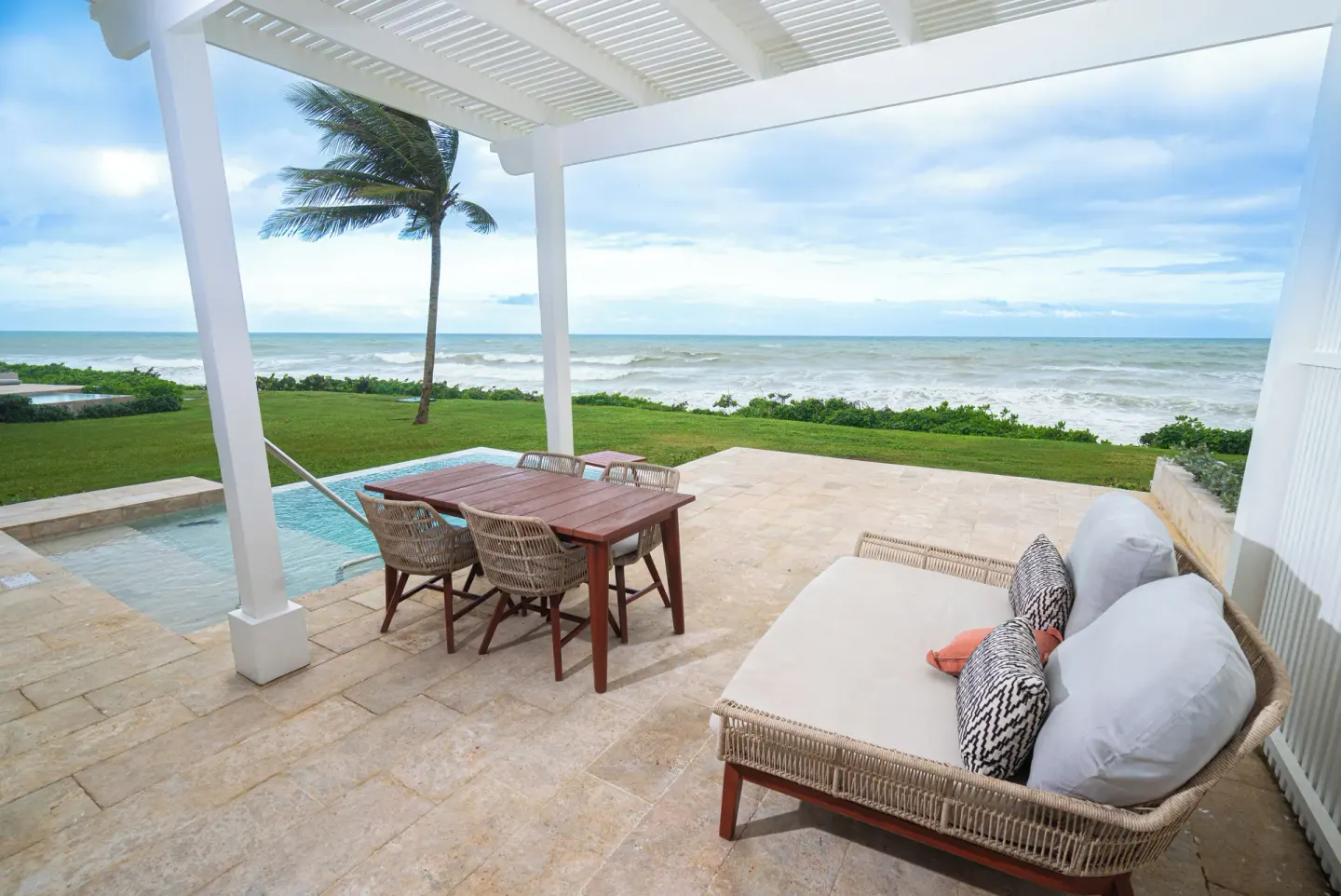 Oceanfront terrace with private pool at Grand Palladium Jamaica Resort & Spa.