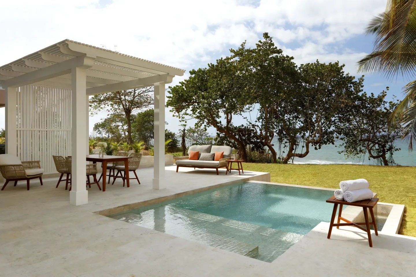 Private pool terrace by the ocean at Grand Palladium Jamaica Resort & Spa.