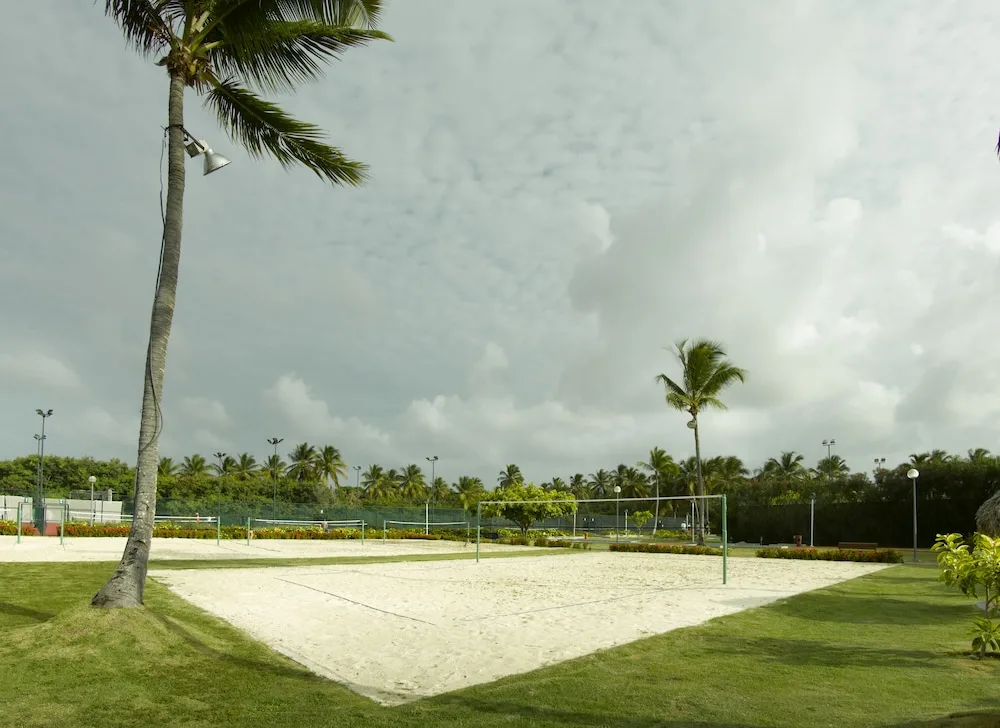 Sand volleyball courts on resort grounds at Grand Palladium Palace Resort Spa & Casino.