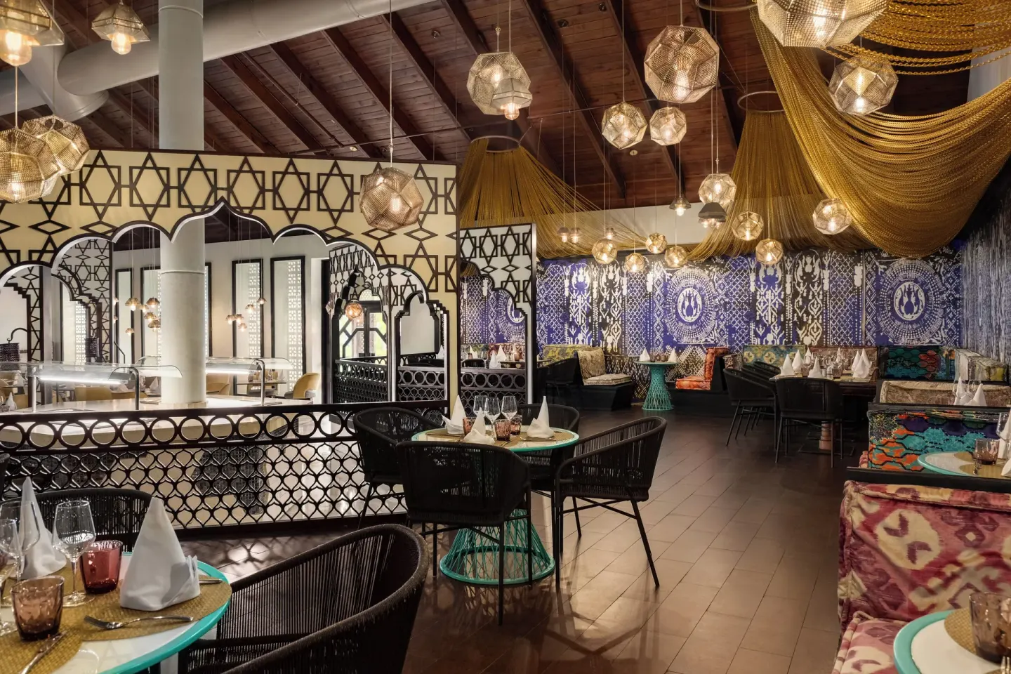 Ornate restaurant dining room at Grand Palladium Punta Cana Resort & Spa.