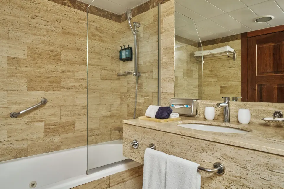 Deluxe Suite Ocean View bathroom at Grand Palladium Vallarta Resort & Spa.