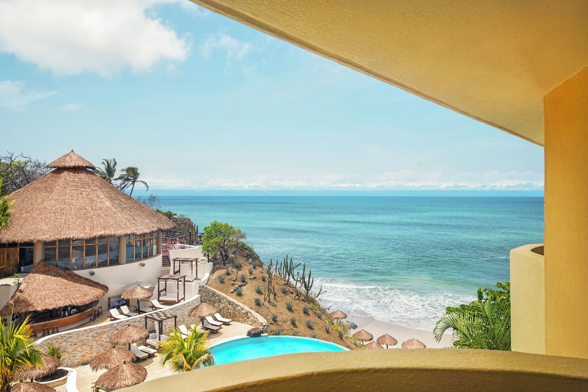 Balcony ocean view from a Suite Panoramic Ocean View at Grand Palladium Vallarta Resort & Spa.