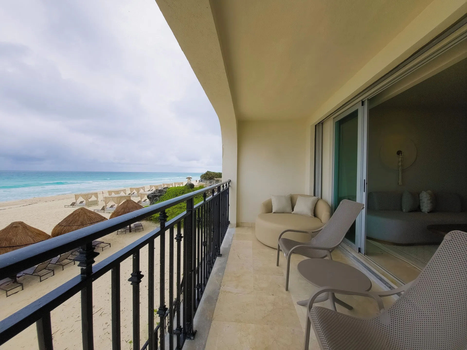 Royal Suite Doble balcony with beach and ocean view at Grand Park Royal Cancun.