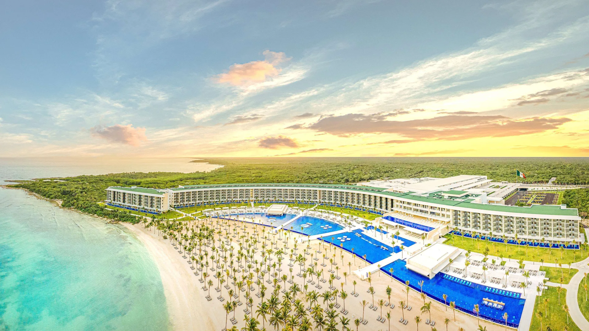 Barceló Maya Riviera adults-only all-inclusive resort with modern beachfront pools and contemporary architecture on Mexico's Riviera Maya.