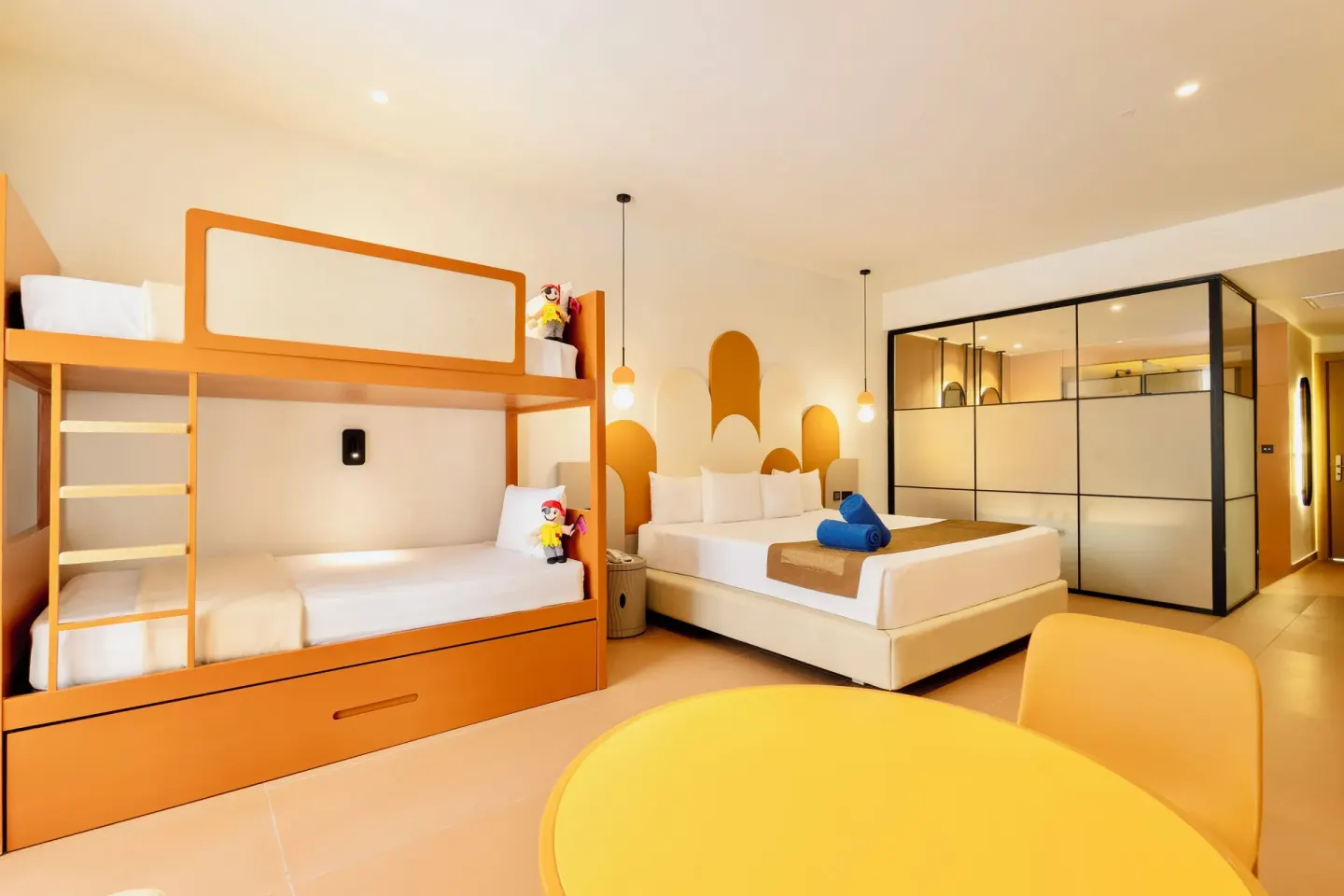 Family Club Pool Access room with bunk beds and a king bed at Grand Riviera Princess.