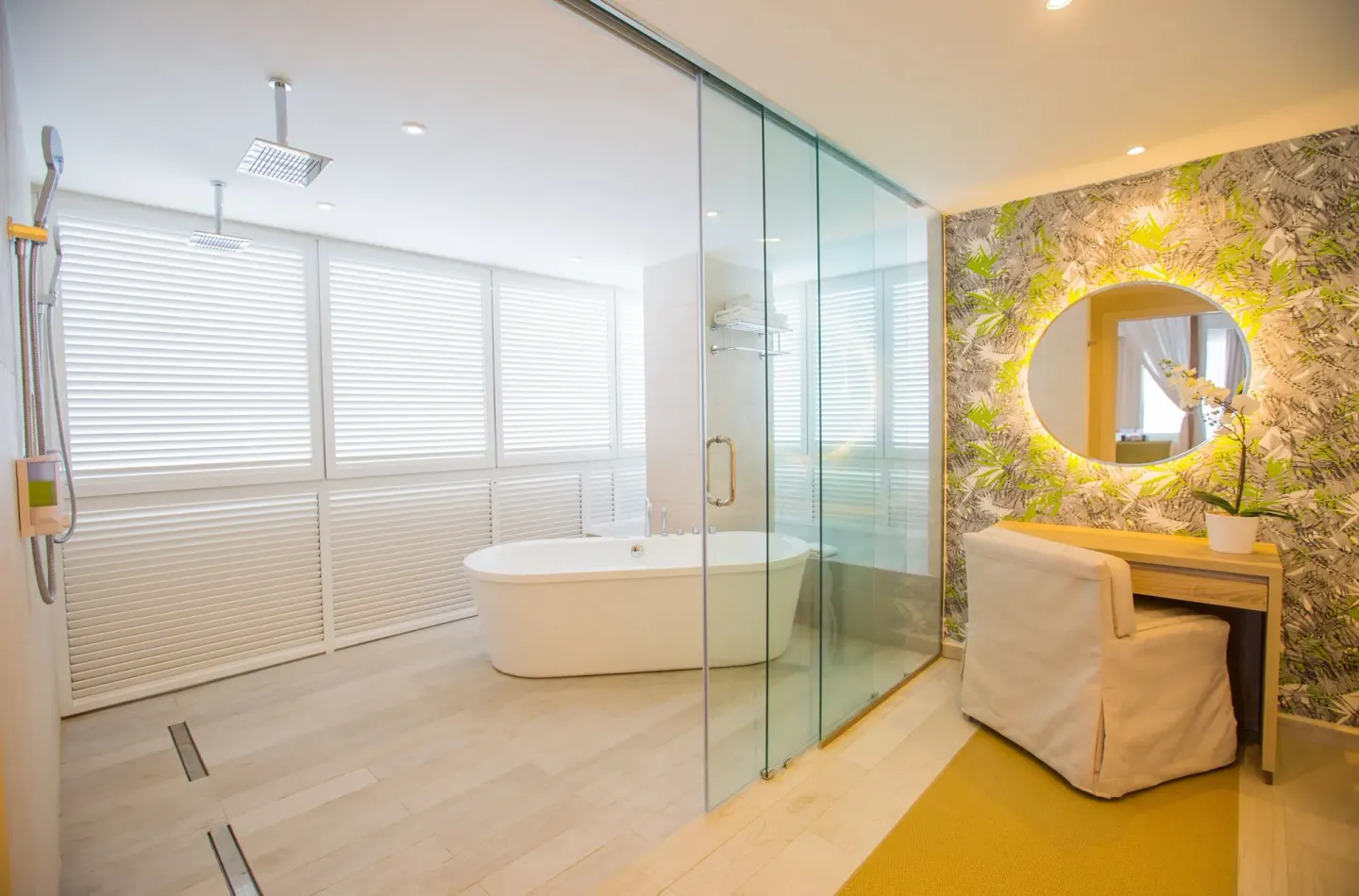 Renovated suite bathroom with tub and vanity at Grand Sirenis Punta Cana Resort & Aquagames.