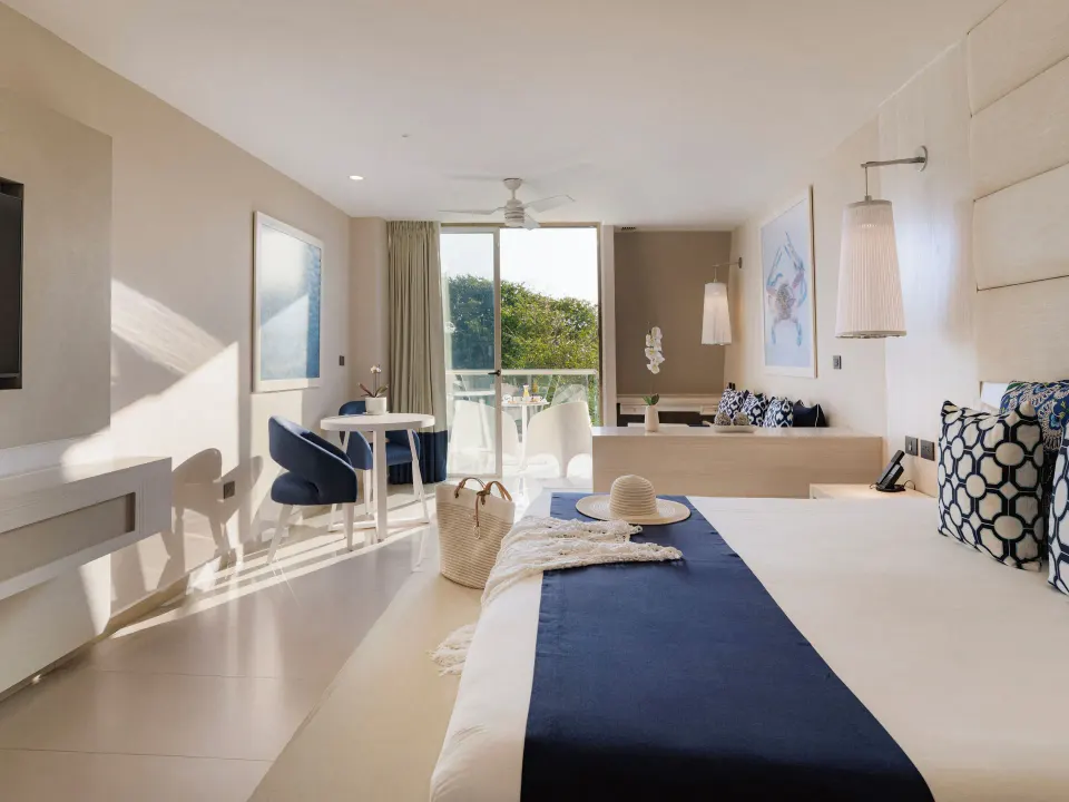 Deluxe Junior Suite with king bed and balcony at Grand Sirenis Riviera Maya Resort & Spa
