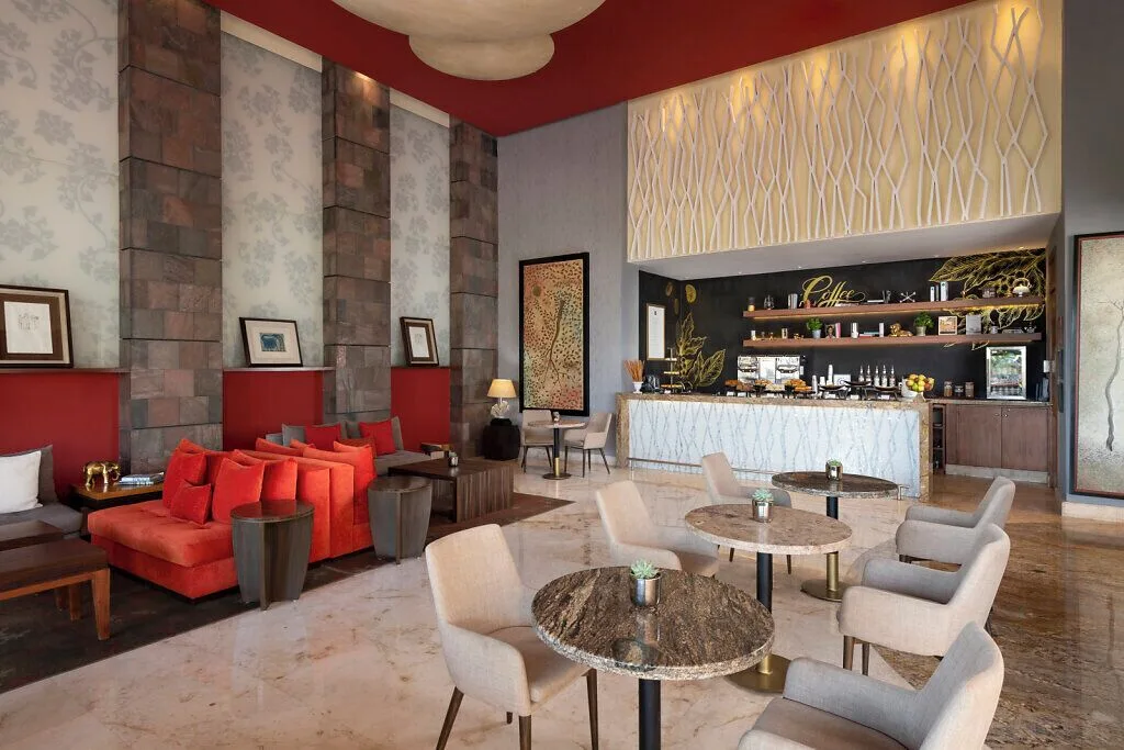 Amat coffee counter and lounge seating at Grand Velas Riviera Maya.